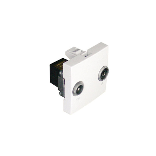 R-TV Socket (Crossover Type) QUADRA45 (2 modules) in white