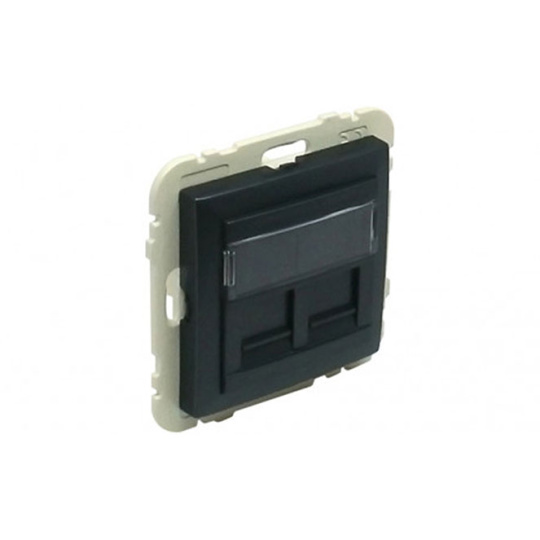 Tapa LOGUS90 con Soporte para dos Conectores RJ45 en negro mate