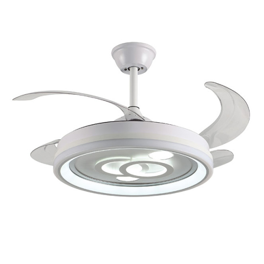 Ventilador DC DAFNE blanco, 4 aspas retráctiles, 72W LED 3000|4000|6000K, Al.35xD.108/50cm