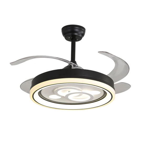 Ceiling fan DC DAFNE black, 4 retractable blades, 72W LED 3000|4000|6000K, H.35xD.108/50cm