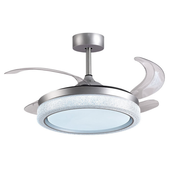 Ceiling fan DC ACANTO silver, 4 retractable blades, 72W LED 3000|4000|6000K, H.35xD.108/50cm