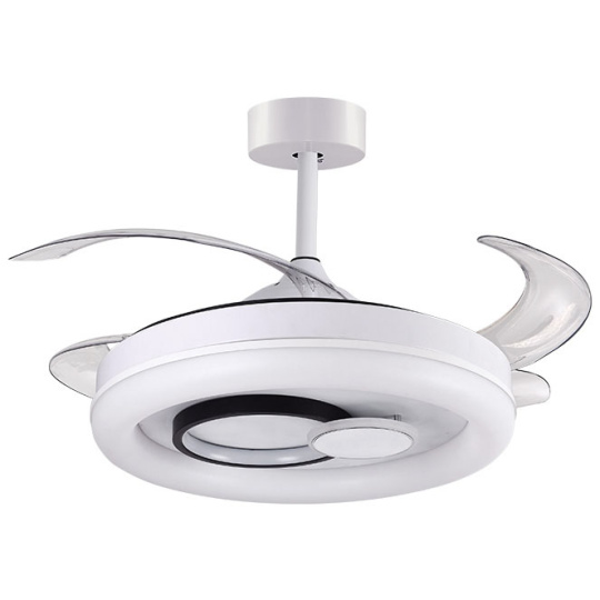 Ventoinha de tecto HERSA branca, 4 palas retráteis, 116W LED 3000|4000|6500K, Alt.35xD.108/50cm