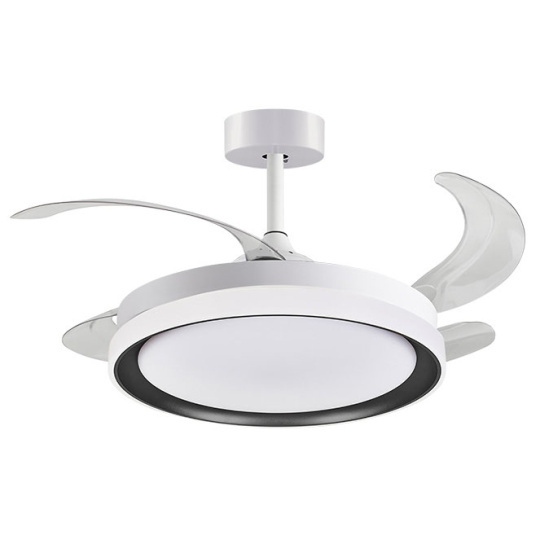 Ceiling fan DC KIGALI white/black, 4 retractable blades, 72W LED 3000|4000|6000K, H.35xD.108/50cm