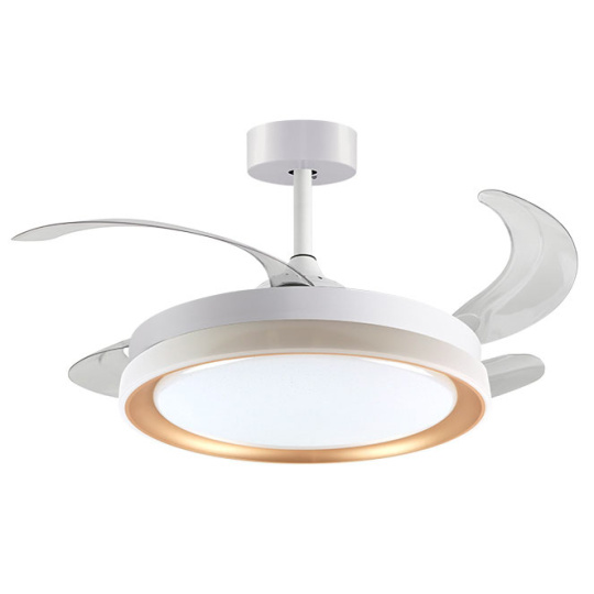 Ceiling fan DC KIGALI white/gold, 4 retractable blades, 72W LED 3000|4000|6000K, H.35xD.108/50cm