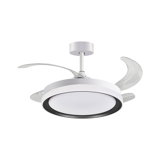 Ceiling fan DC KIGALI MINI white/black, 4 retractable blades, 48W LED 3000|4000|6000K H.35xD.91/40cm