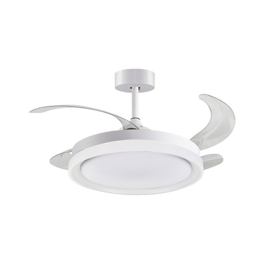 Ventoinha tecto KIGALI MINI branca/branca 4palas retráteis 48W LED 3000|4000|6000K Alt.35xD.91/40cm