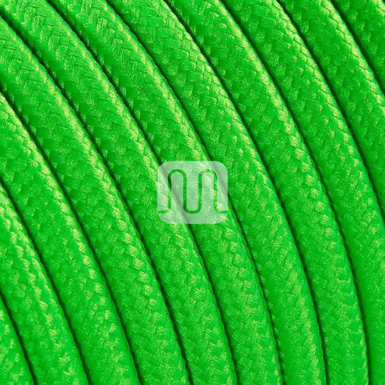 Flexible round fabric covered electrical cable H03VV-F 2x0,75 D.6.2mm fluo green TO67