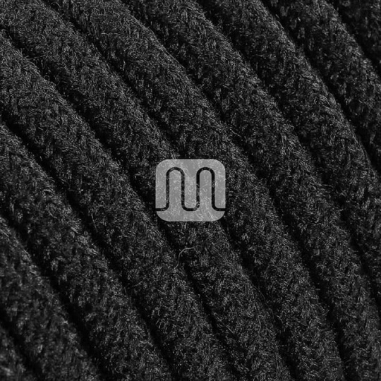 Cable eléctrico cubierto con tela redonda flexible H03VV-F 2x0,75 D.6.8mm negro TO414