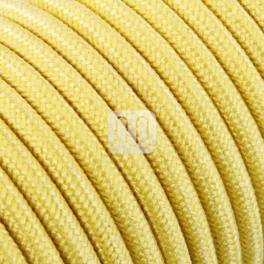 Flexible round fabric covered electrical cable H03VV-F 2x0,75 D.6.8mm yellow TO418