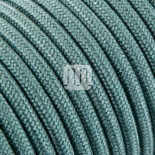 Cable eléctrico cubierto con tela redonda flexible H03VV-F 2x0,75 D.6.8mm verde salvia TO420