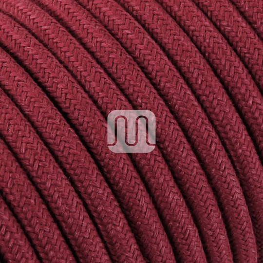 Flexible round fabric covered electrical cable H03VV-F 2x0,75 D.6.8mm cherry TO422