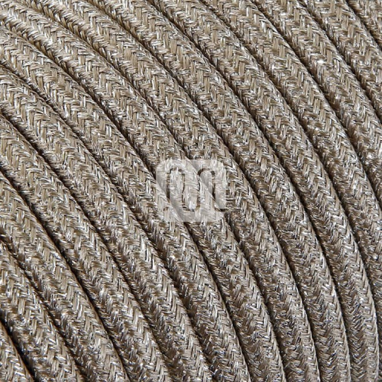 Flexible round fabric covered electrical cable H03VV-F 2x0,75 D.6.2mm lamé sand TO451