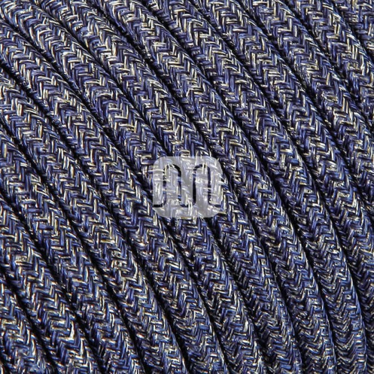 Flexible round fabric covered electrical cable H03VV-F 2x0,75 D.6.2mm lamé jeans TO459