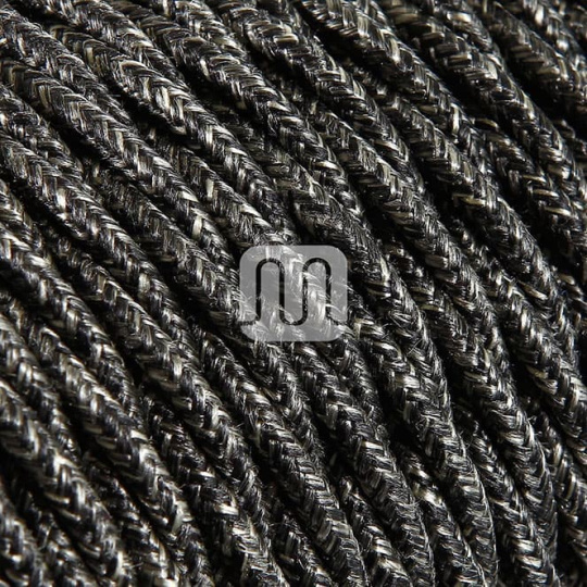 Twisted fabric covered electrical cable H05V2-K FRRTX 2x0,75 D.6.3mm canvas dark grey TR403