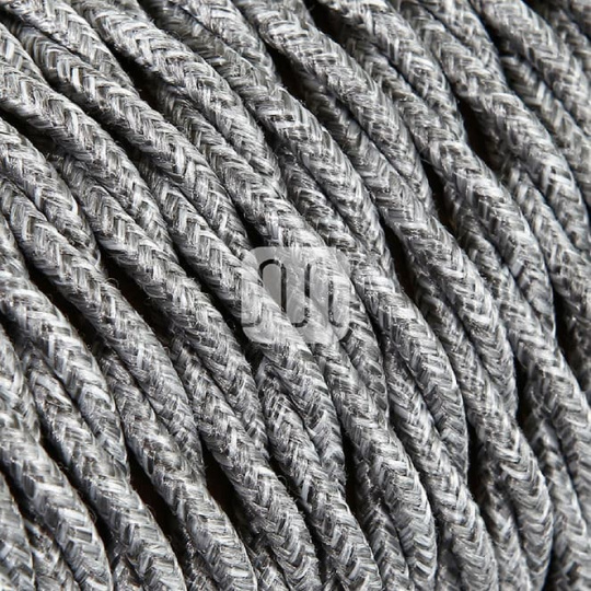 Twisted fabric covered electrical cable H05V2-K FRRTX 3x0,75 D.7.0mm canvas grey TR402