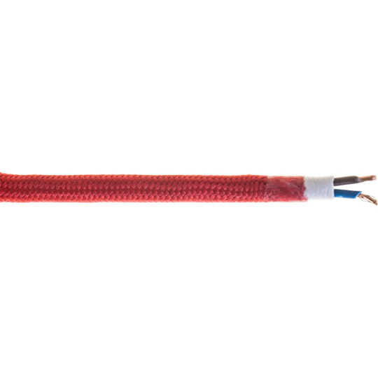 Red fabric covered electrical flat cable H03VVH2-F 2x0,75mm² (Coil 200m)