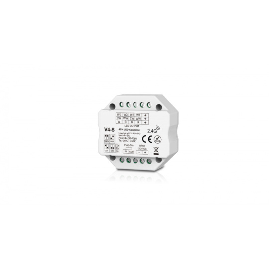 Controlador RF 4 canais 3A/canal para fitas LED RGB/RGBW/CCT