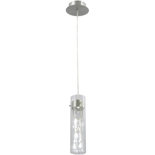 Pendant Light MÁRCIA 6xG4 12V H.Reg.xD.8cm Metal+Glass Transparent/Satin Nickel