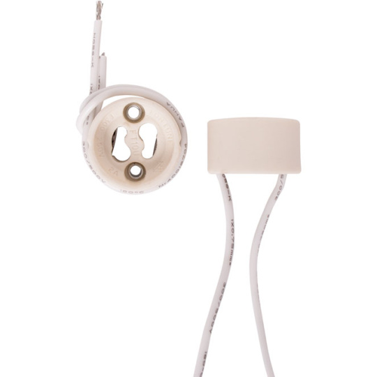 Suporte de lâmpada GU10 branco com fio 15cm, em porcelena