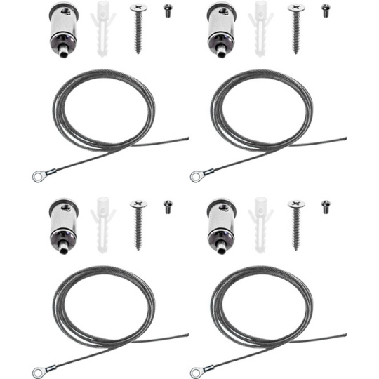 Ceiling fixation kit with steel cables, in metal