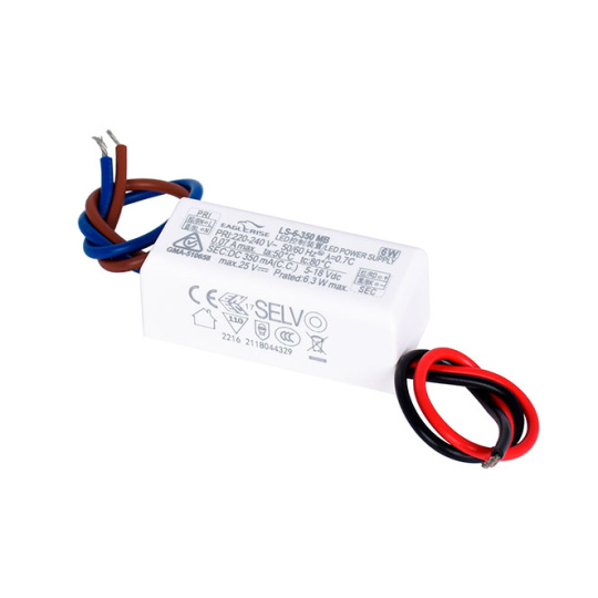 Transformador de corriente constante AC/DC 350mA (Driver) 6W IP20, en plastico