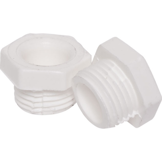 Hex head nipple with 5, 5mm long thread M10x1, in white thermoplastic resin