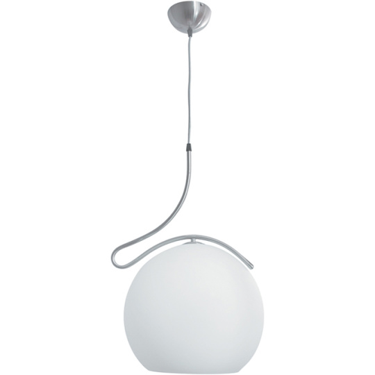 Pendant Light GLOBAL large 1xE27 H.Reg.xD.35cm Satin Nickel/White