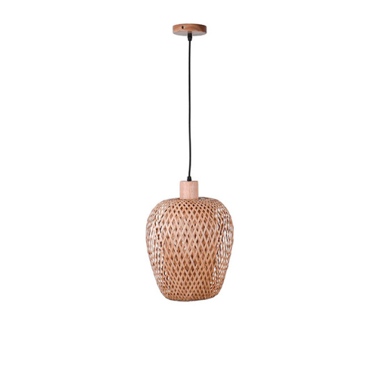 Pendant light FILIPINAS D.23cm 1xE27 in wood and straw