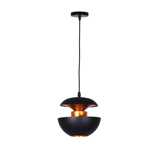 Suspensão MUNICH D.20cm 1xE27 em metal preto com interior em dourado