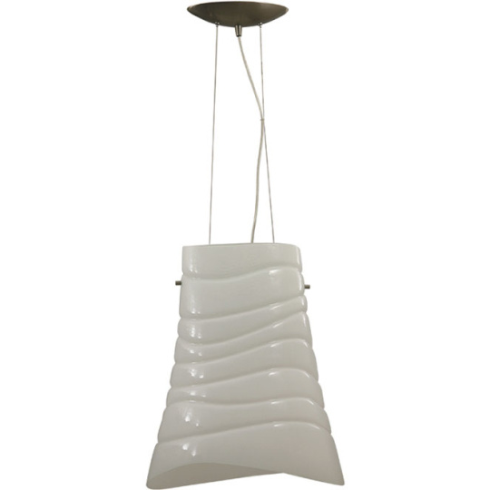 Suspensão ILDA 1xE27 C.37xL.23xAlt.Reg.cm Metal+Vidro Branco/Níquel