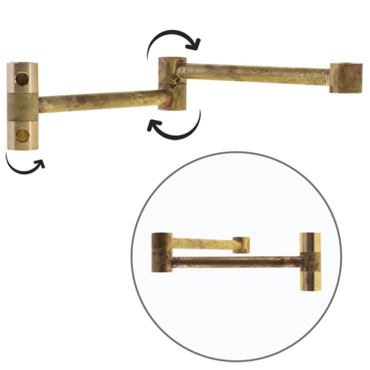 Articulated arm for application L.30xW.2,3xH.6cm, in raw brass