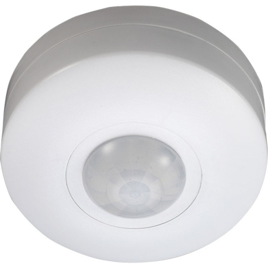 Sensor de movimiento IR blanco IP20, c/ángulo de cobertura 360º (1xdetector), en PC c/ protección UV