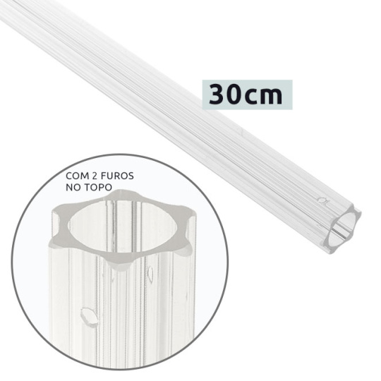 Tube BOTI corrugated made of glass in transparent, with 2 top holes D.2,3xH.30cm