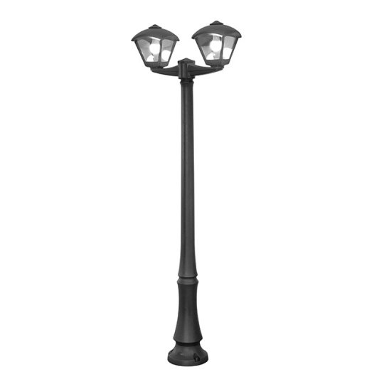 Farola DARIO 2xE27 8,5W con pulsador CCT (3colores) IP55 L.63xAn.24xAl.220cm resina negra