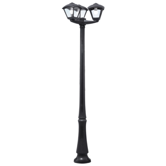 Farola DARIO 3xE27 8,5W con pulsador CCT (3colores) IP55 Al.220xD.62cm resina negra