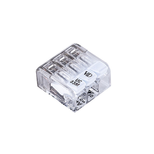 Transparent compact connector for cable 3 poles 0,2-2,5mm2 450V 24A (box 100pcs)