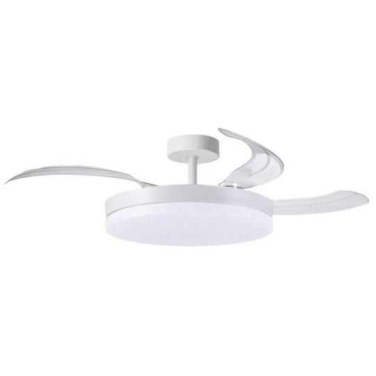 Ventilador DC NEW APOLO MINI blanco, 3aspas retráctiles, 96W LED 3000|4000|6000K, Al.30/35xD.91/40cm