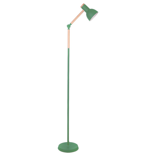 Lámpara de pie TEACHER 1xE27 Al.150xD.22cm Verde mate/Madera