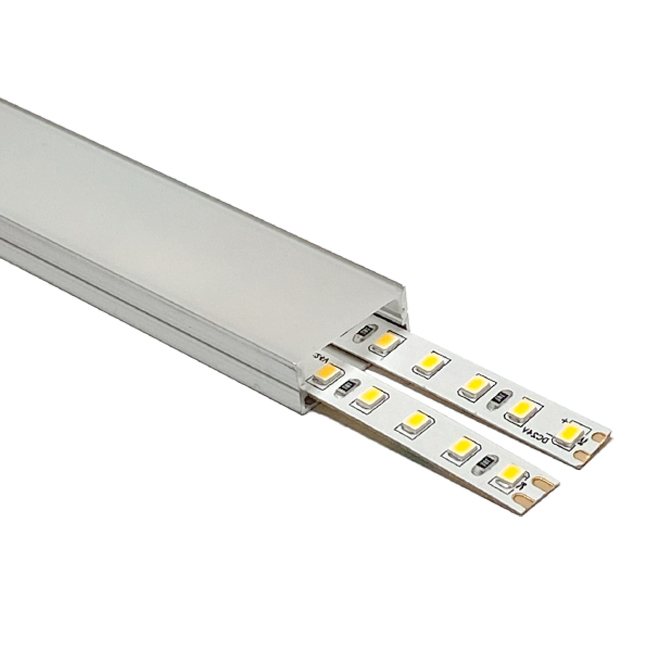 Perfil sin alas para tira LED de aluminio con difusor opalino An.23.5x  Al.9.8