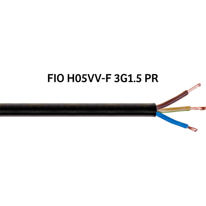 Flexible cable H05VV-F (FVV) 3x1,5mm2 black